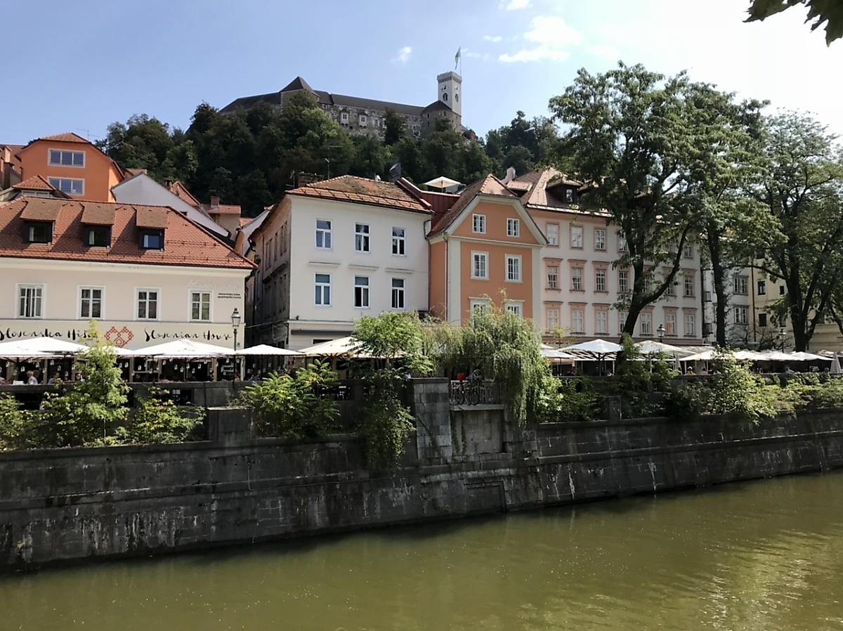 Castle overlooking the old town in Ljubljana Slovenia