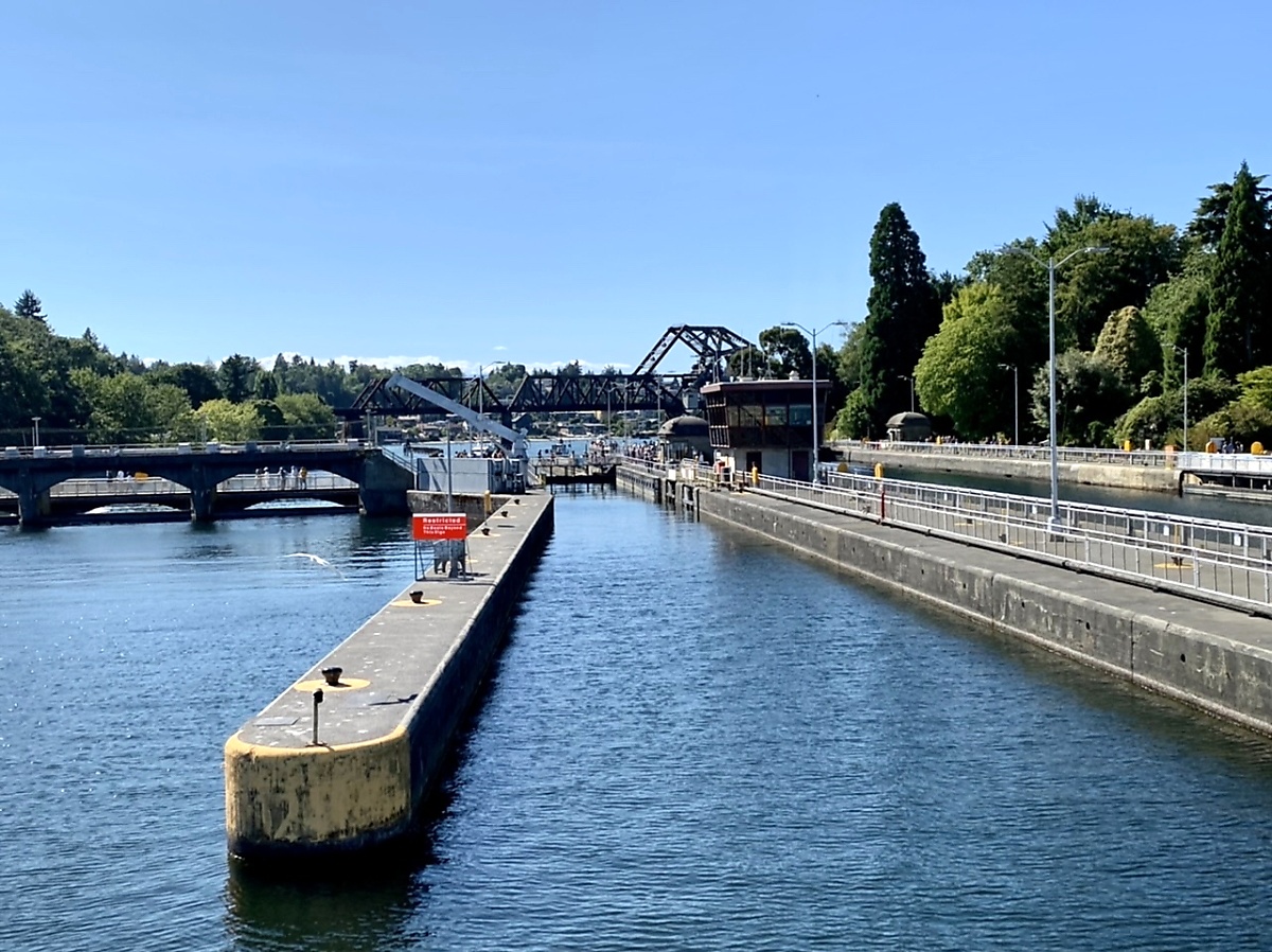 Approaching the Ballard Locks while on the Lock Tour with Argosy Cruises