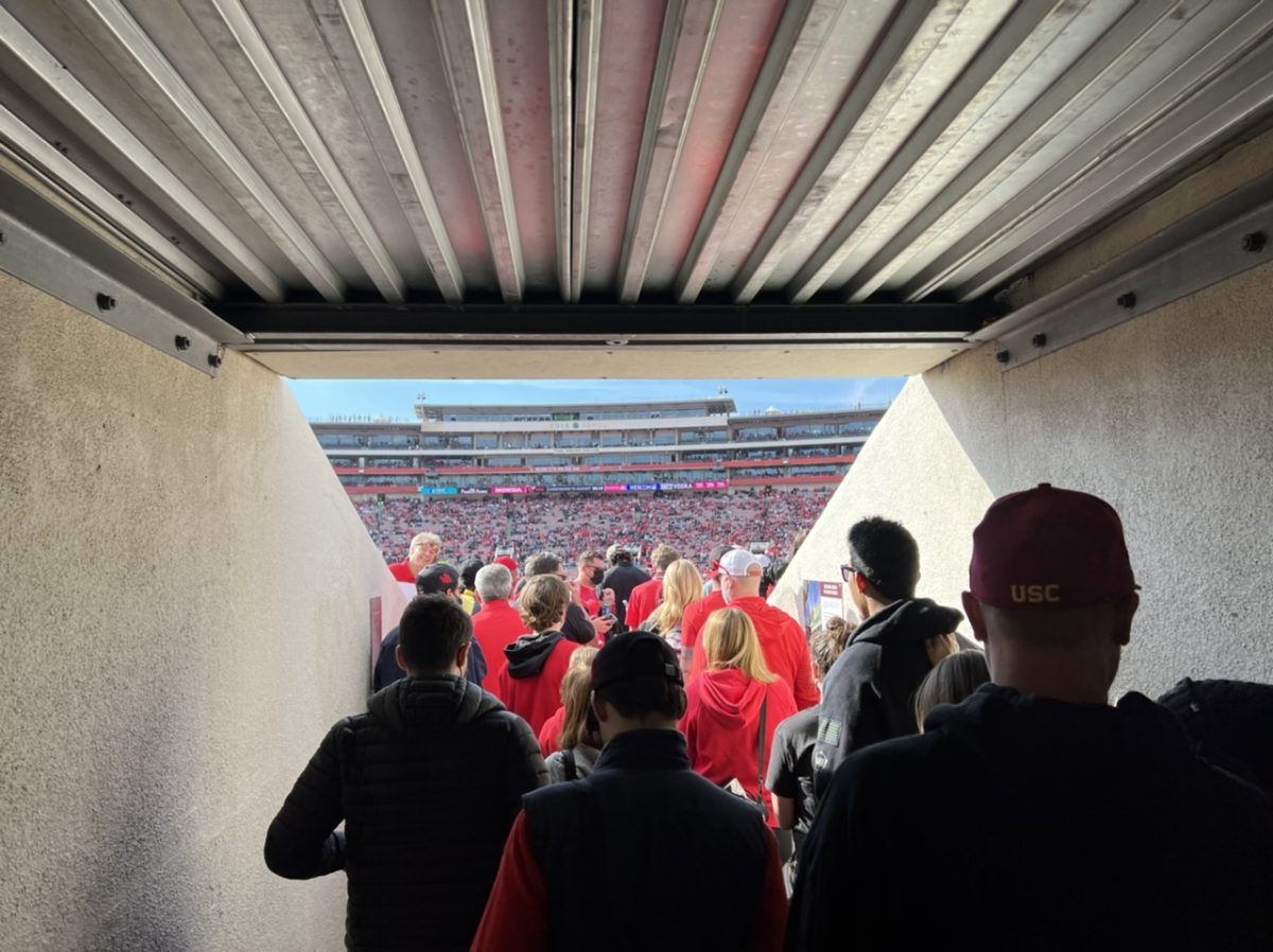 Exiting the tunnels at the Rose Bowl