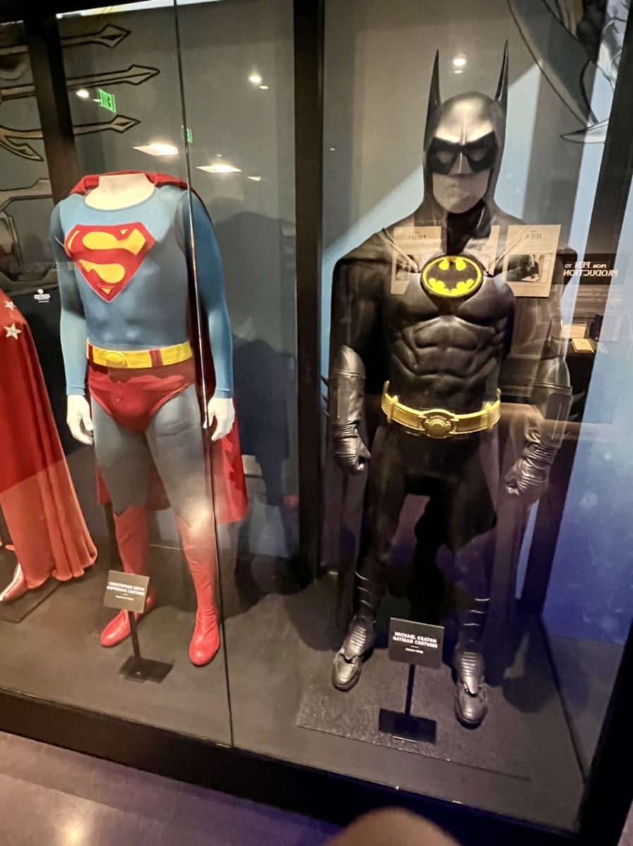 Superman and Batman costumes on display at Warner Bros Studio