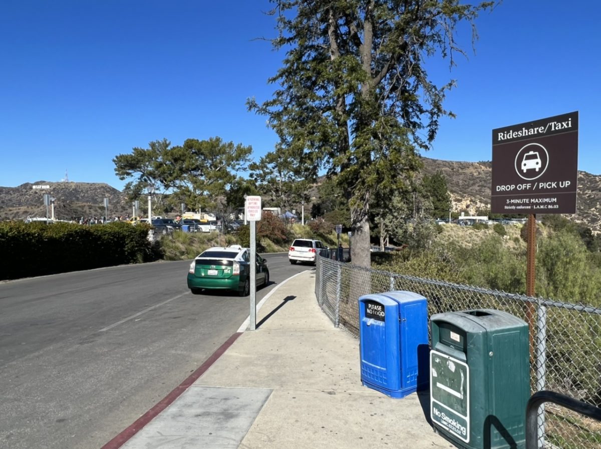 Uber pick up zone at LA Griffith Observatory - more convenient than car rental