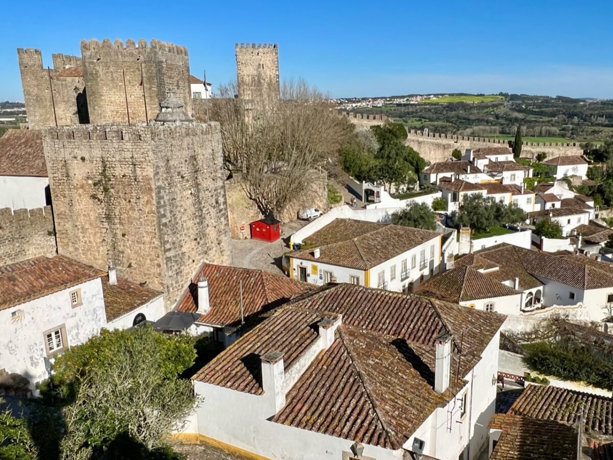 The medieval town of Óbidos Portugal and it's castle as seen from the town wall