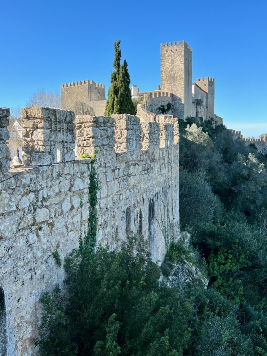 The Óbidos castle as seen from a viewpoint along the town's wall