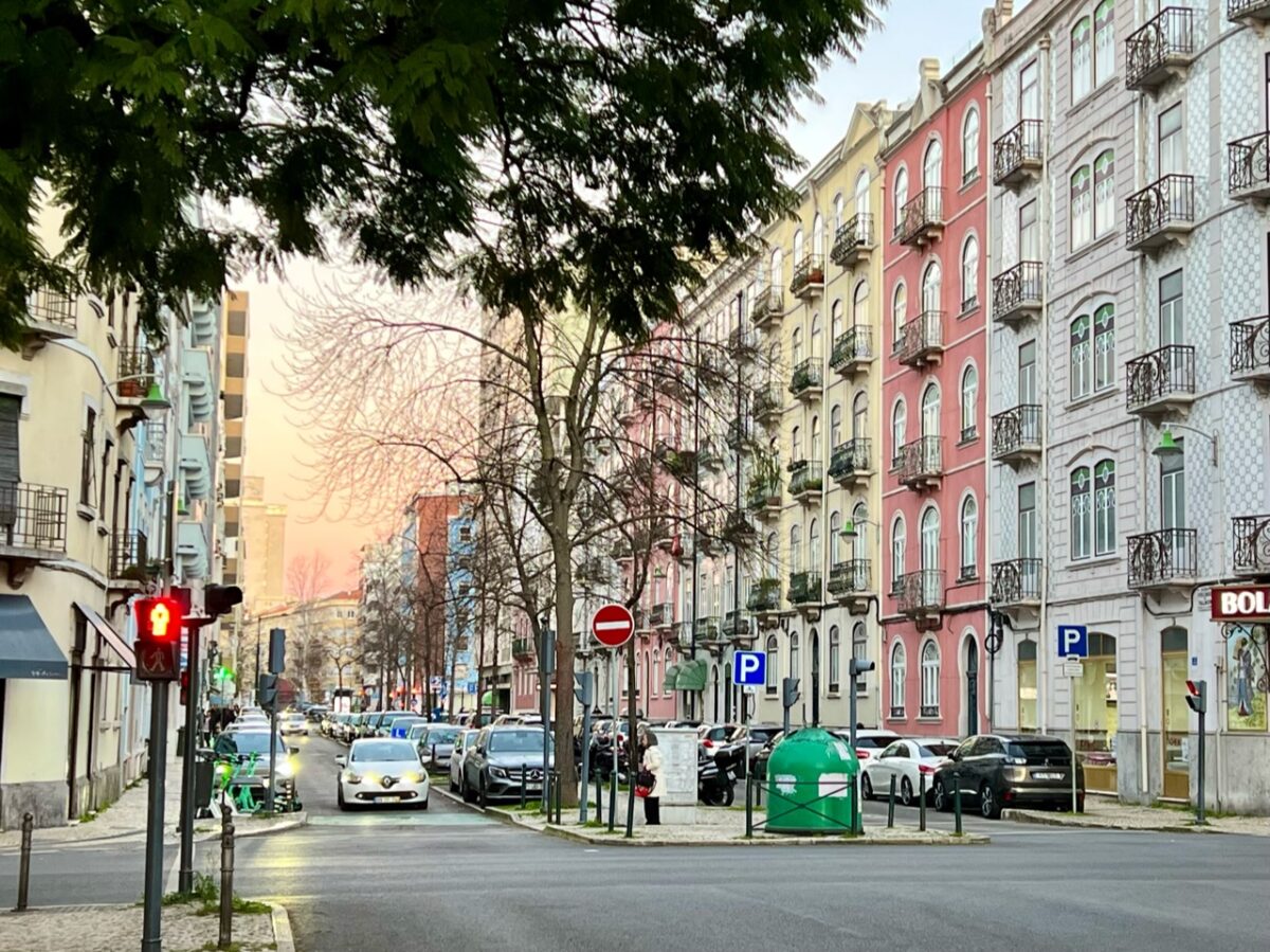 A Lisbon Portugal uptown street scene