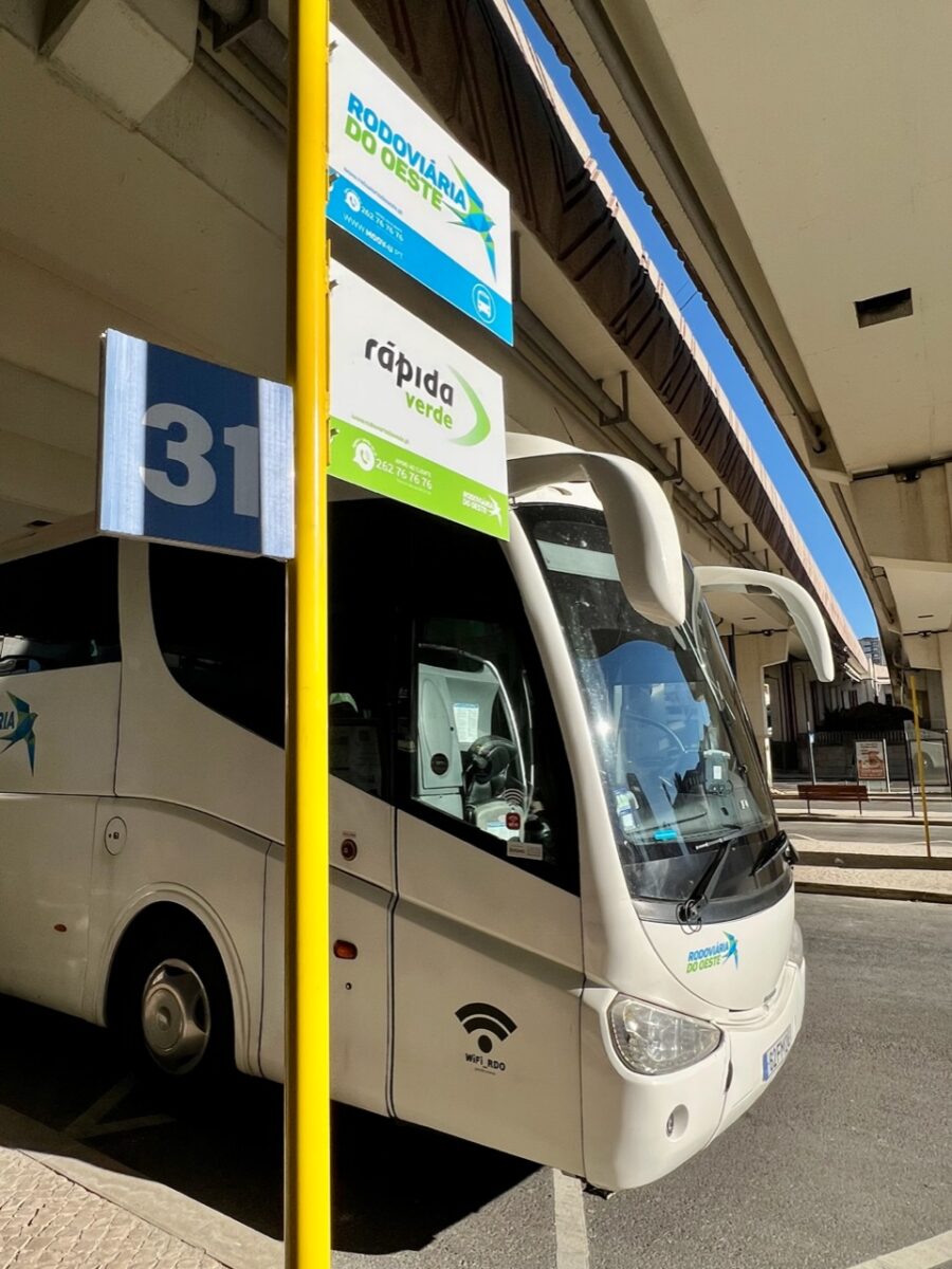 The Rapida Verde bus parked at the Campo Grande Bus Terminal in Lisbon Portugal