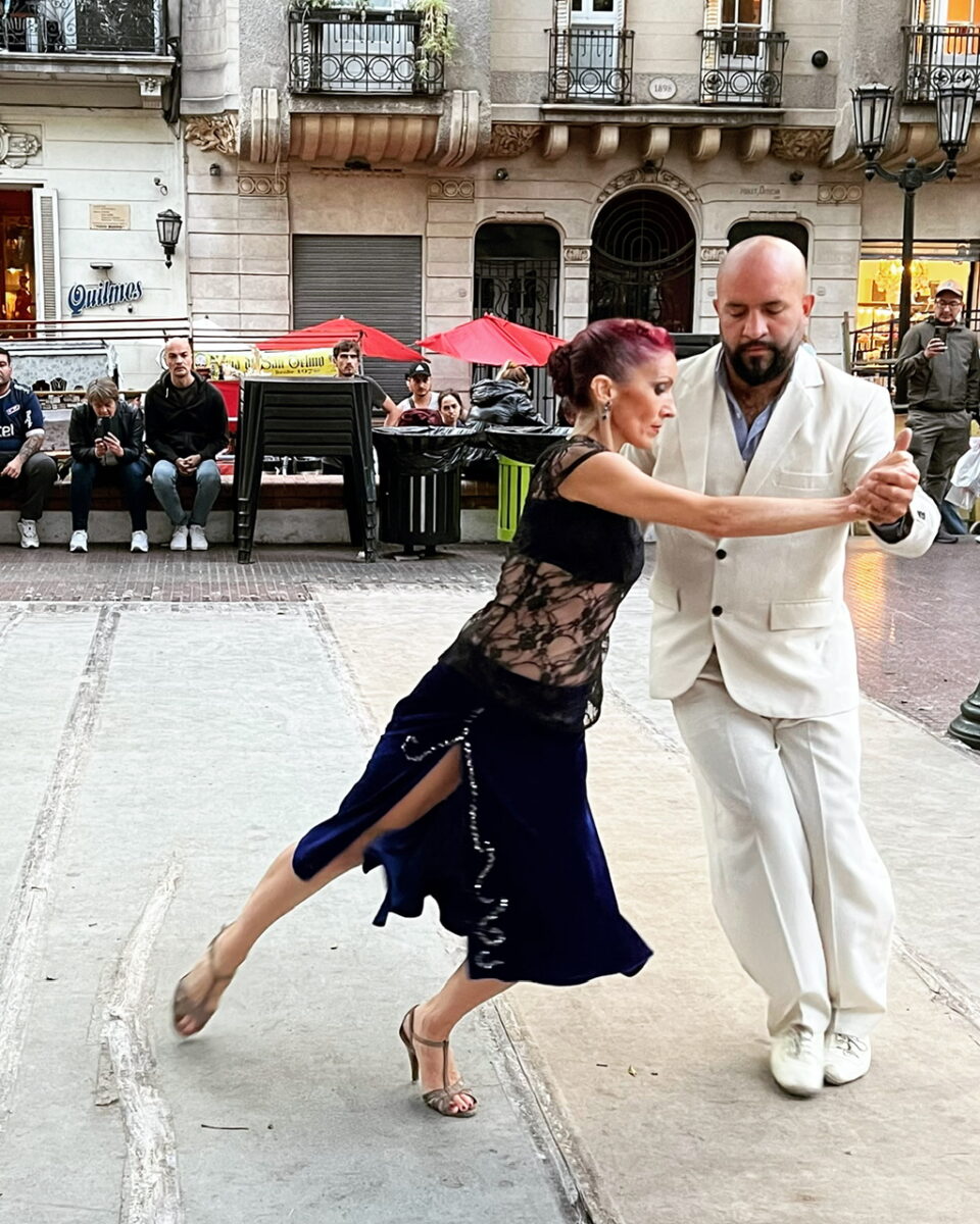 Tango Dancers in Plaza Dorrego during the San Telmo Sunday Market in Buenos Aires Argentina
