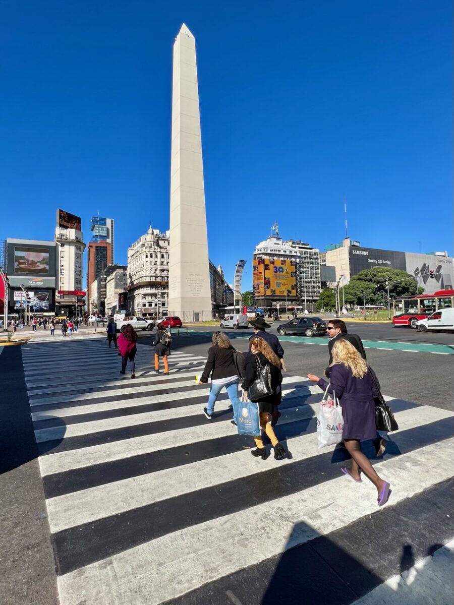 The Obelisk sits in the center of the Widest Avenue in the World - Ave 9 de Julio in Buenos Aires