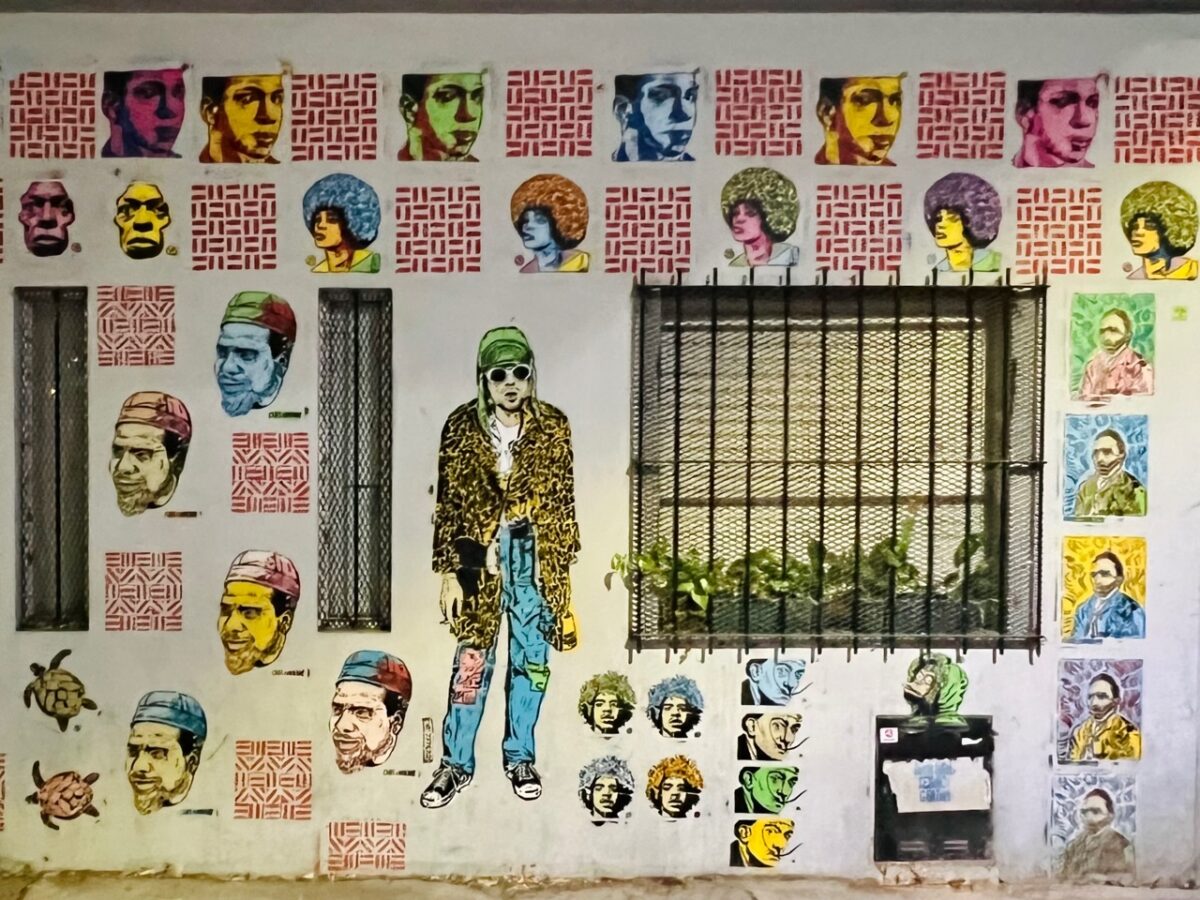 Street art covering a building in Chacarita neighborhood of Buenos Aires