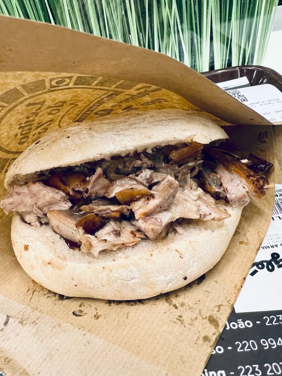 A Leitão - or roast suckling pig - sandwich from O Forno Leitão do Zé in Lisbon