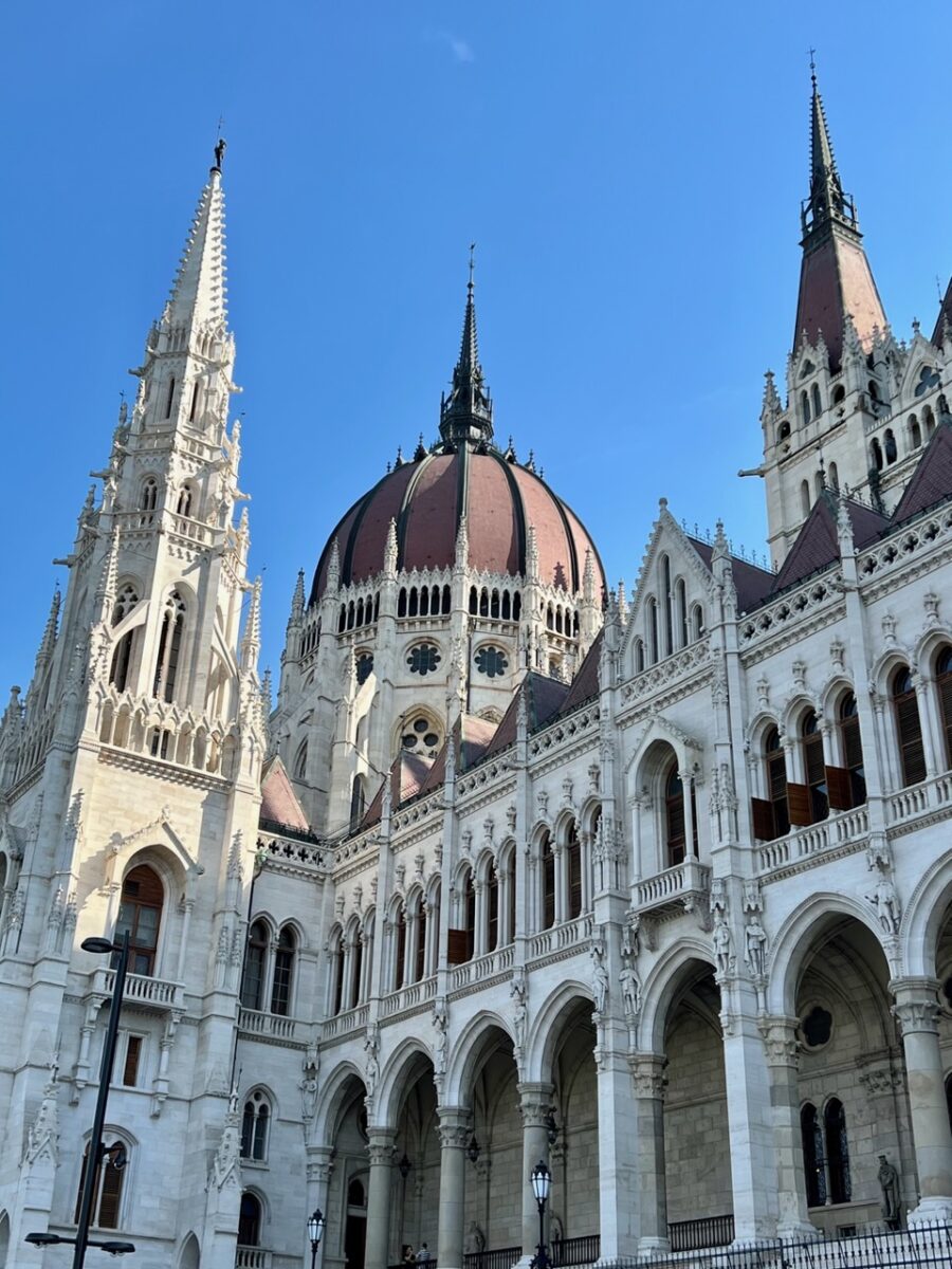 Closeup few of the dome of the Hungarian Parliament in Budapest