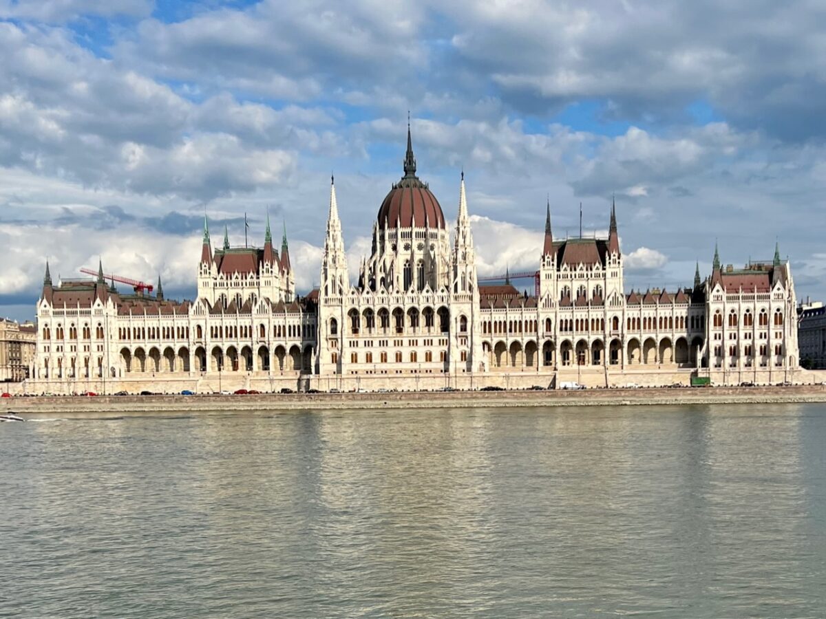 Daylight view of the Hungarian Parliament from across the Danube River