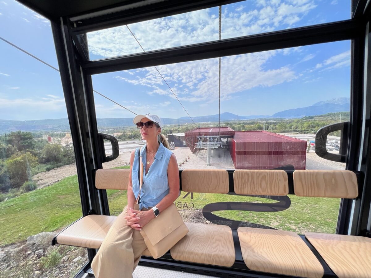Riding the Kotor Cable Car just after leaving the lower station