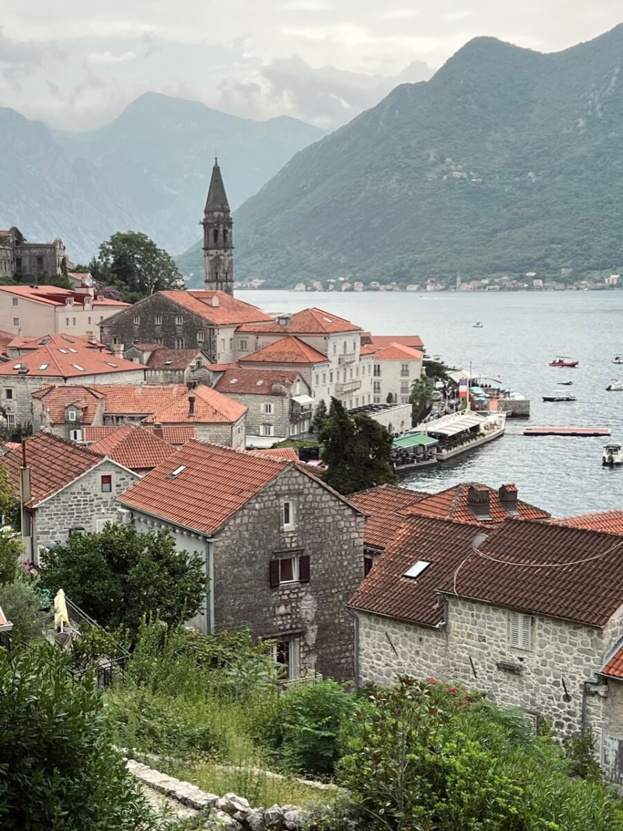 A view of Perast Montenegro and the Bay of Kotor