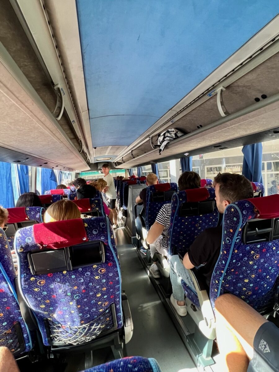 Inside a public bus traveling from Kotor to Budva