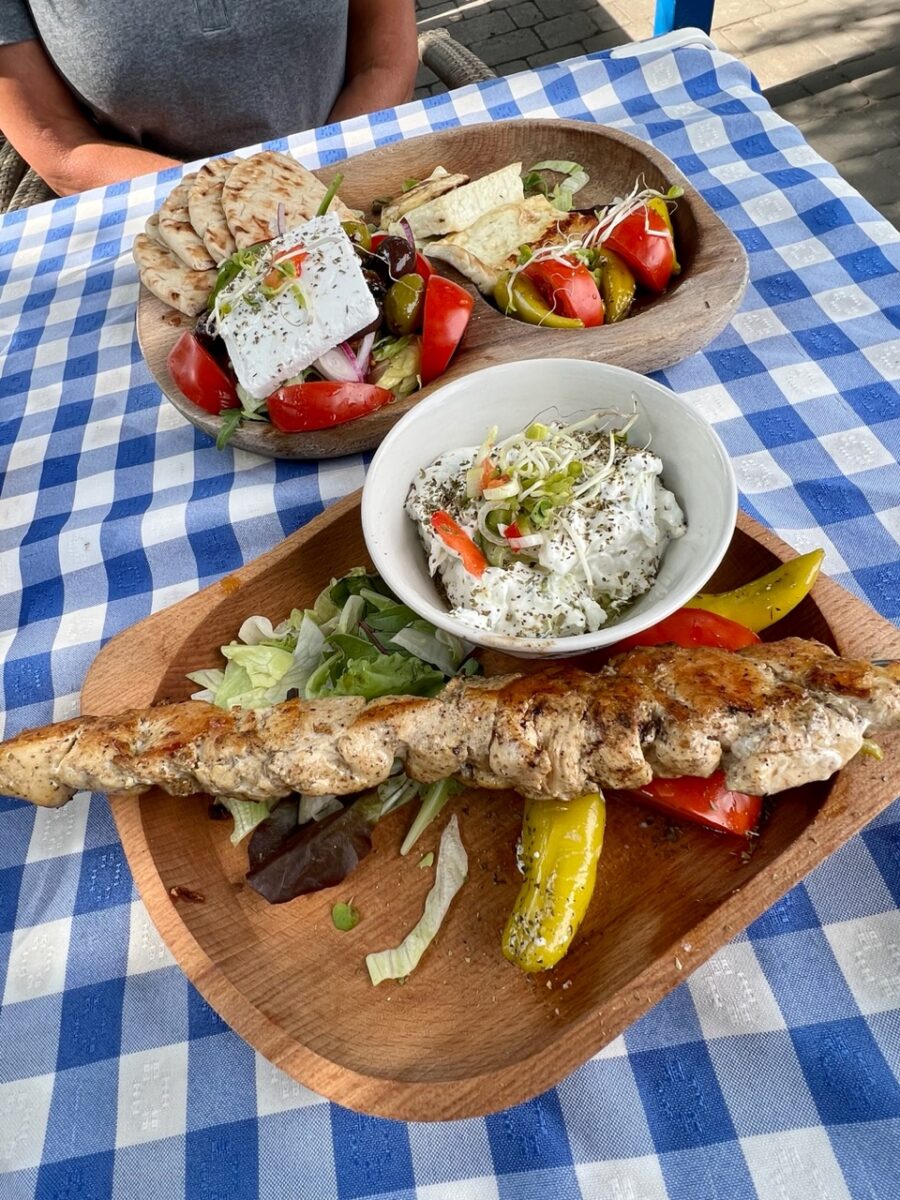 Greek food at Adria Cafe in Szentendre Hungary while on an easy day trip from Budapest