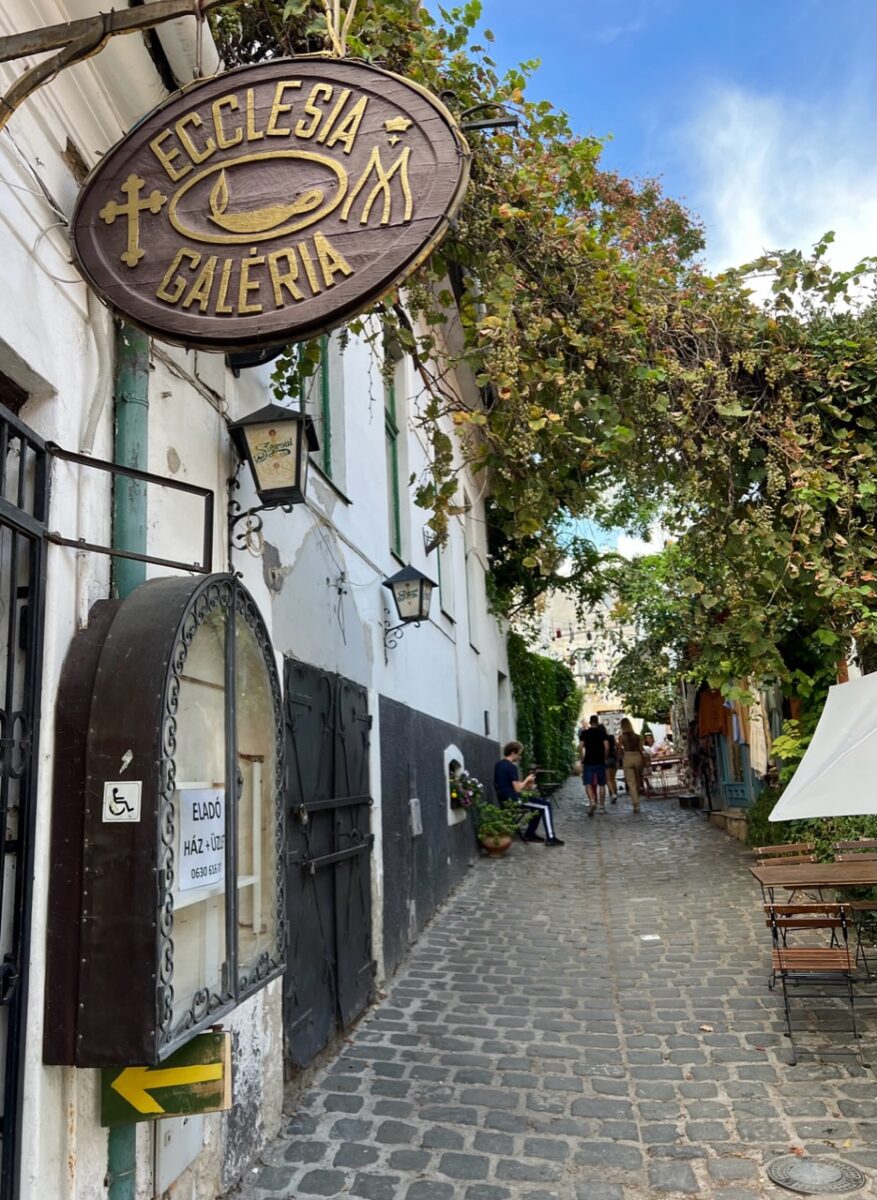One of the art galleries and walkways in Szentendre Hungary - this community of artists is an easy day trip from Budapest
