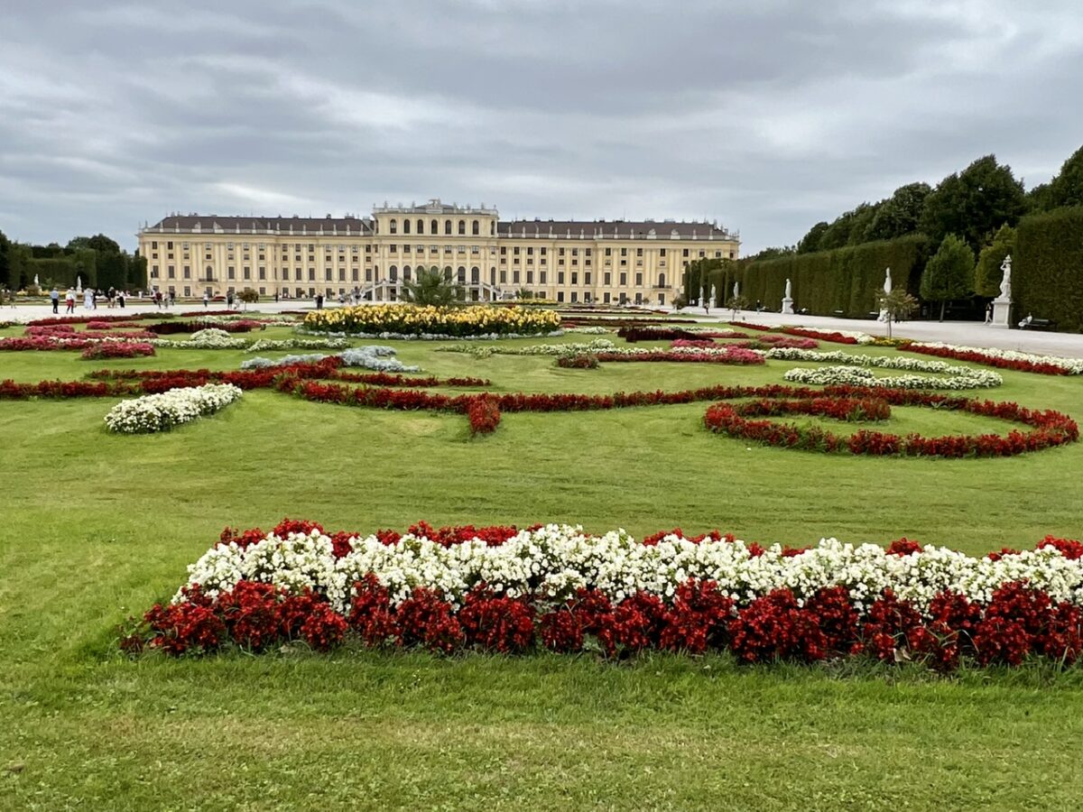 A view of Schönbrunn Palace in Vienna from across it's gardens