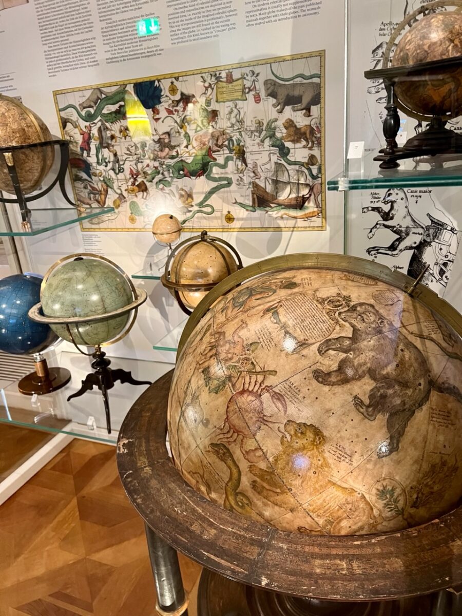 Some of the globes inside Vienna's Globe Museum