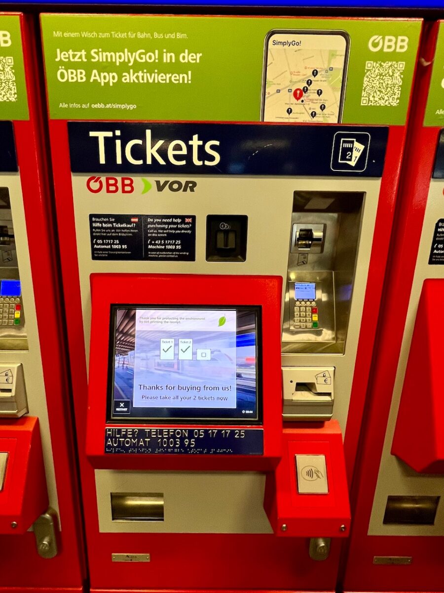 An automated ticket machine at Vienna's central train station