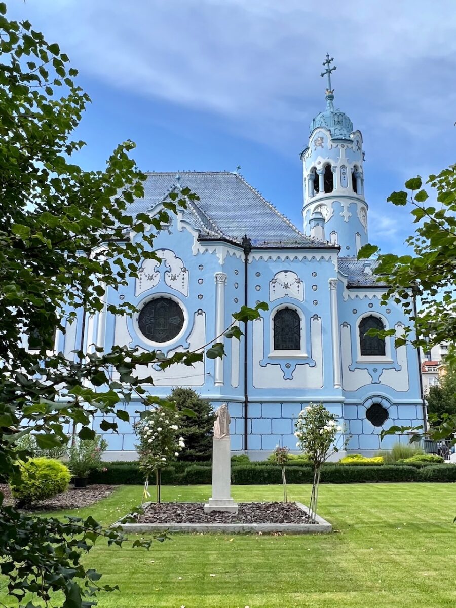 A side view of the Blue Church in Bratislava Slovakia