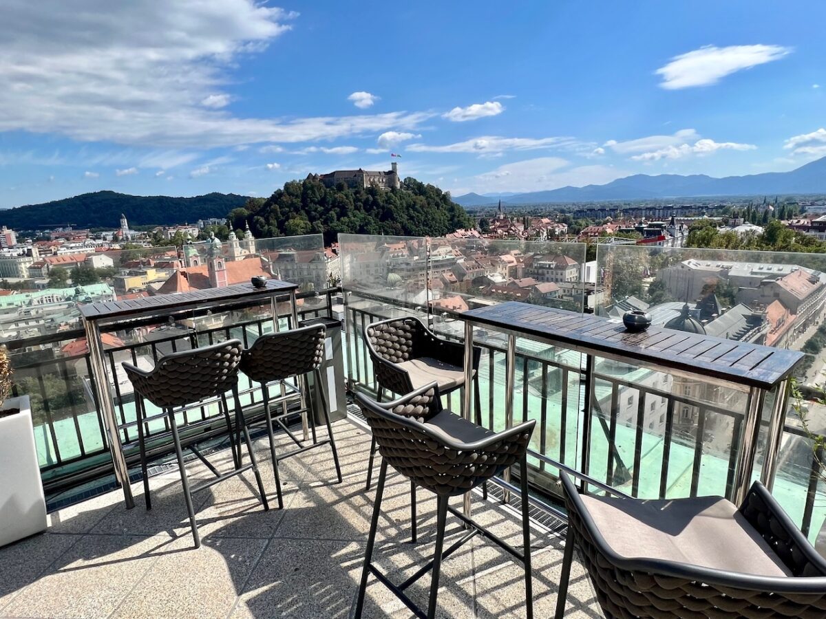 A view across Ljubljana from atop the Skyscraper