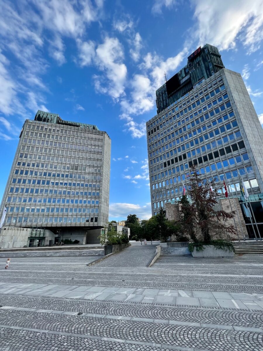 The Twin buildings at Ljubljana's Republic Square