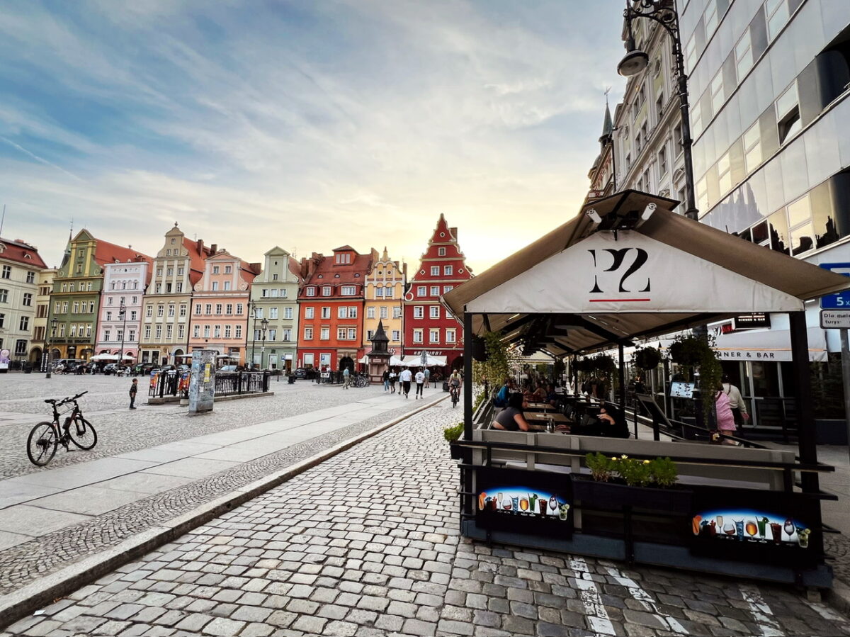 Salt Square in Wroclaw Poland as the sun sets
