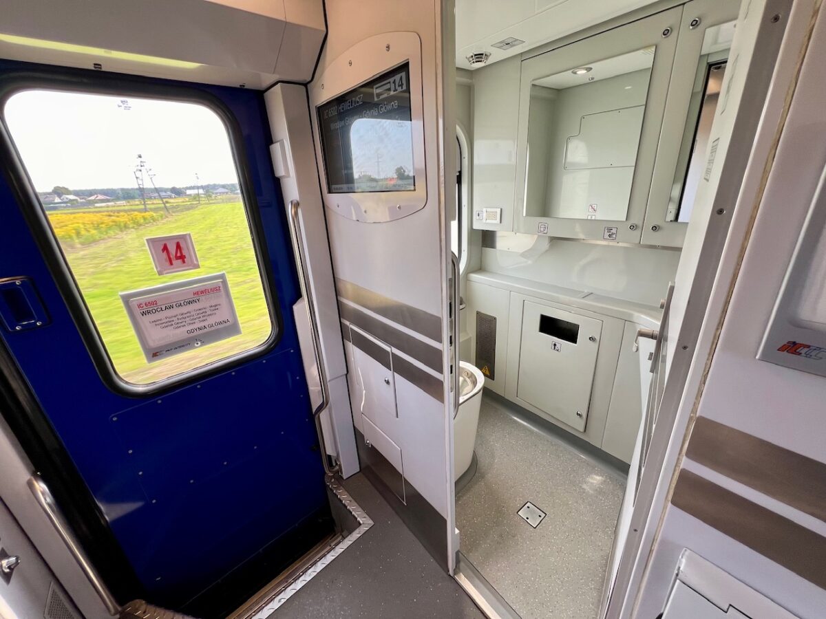 A bathroom on a Poland EIP Pendolino high speed train 