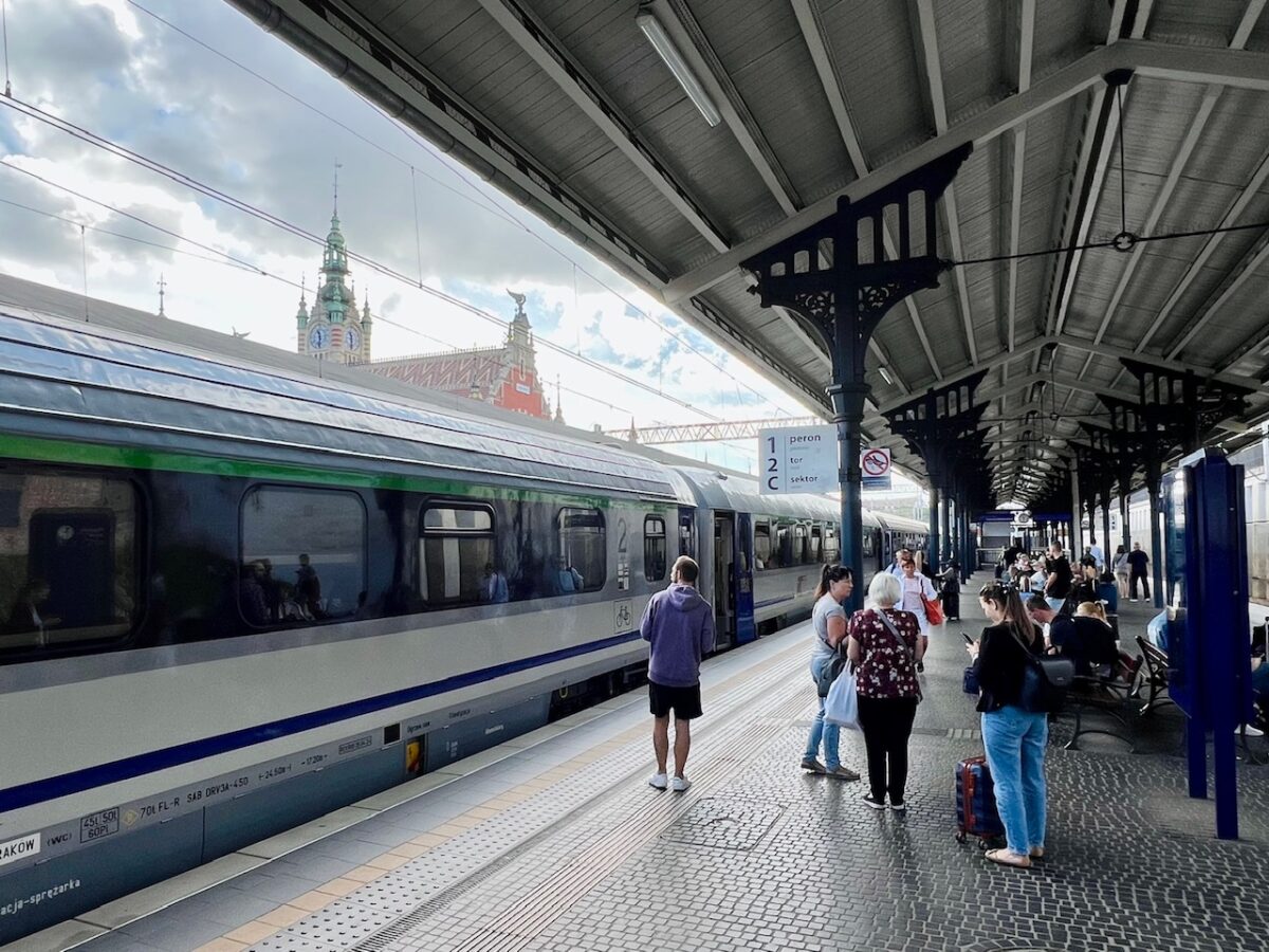 The train platform at Gdansk and the train to visit Malbork Castle