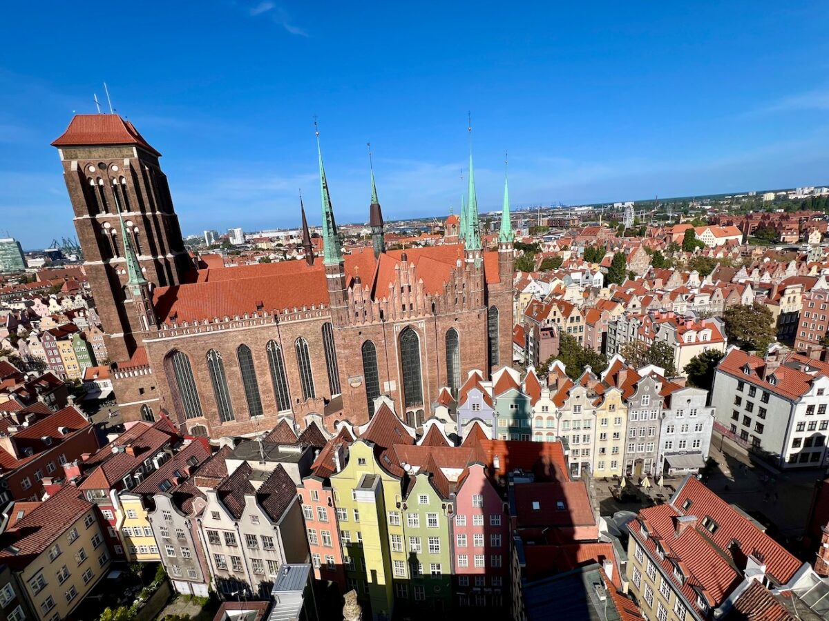 A view of St Mary's Church in Gdansk Poland from the Town Hall tower
