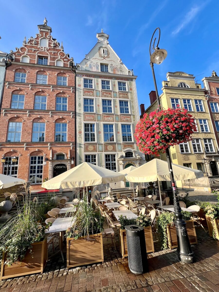 Colorful houses lining Długa Street in Gdansk
