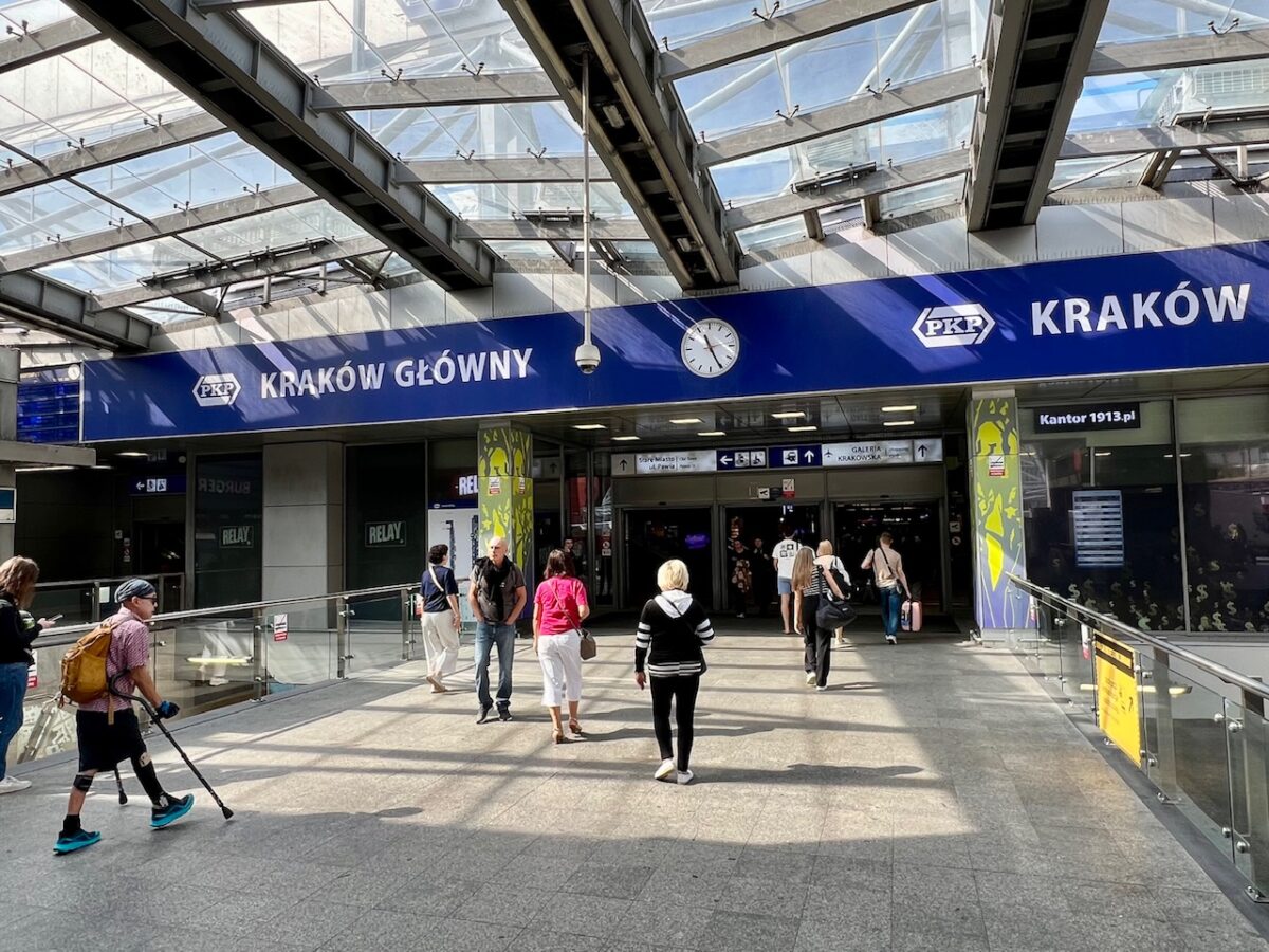Entering Krakow's main train station