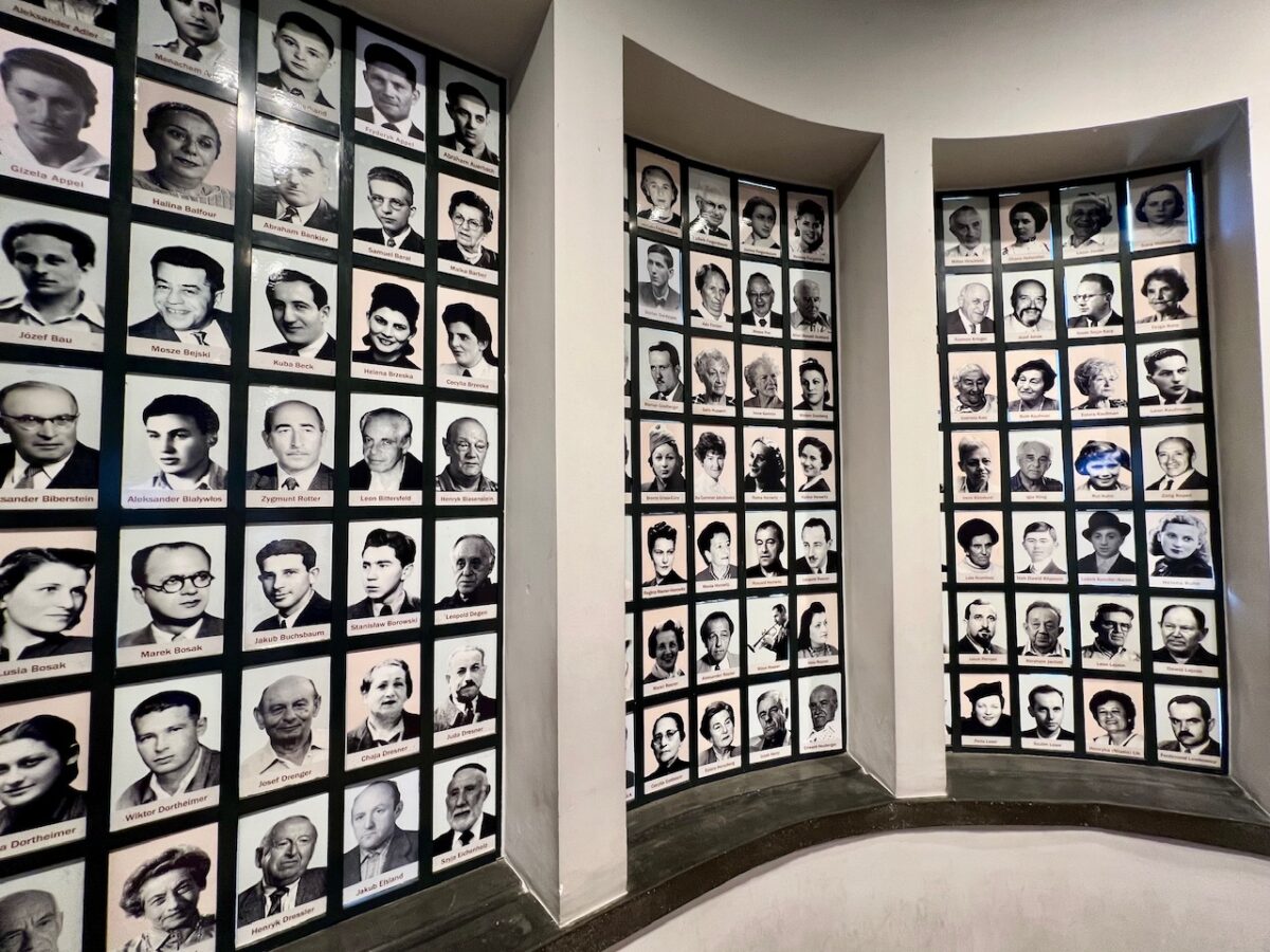 Photos of those on Schindler's List inside the Oskar Schindler Factory Museum in Krakow