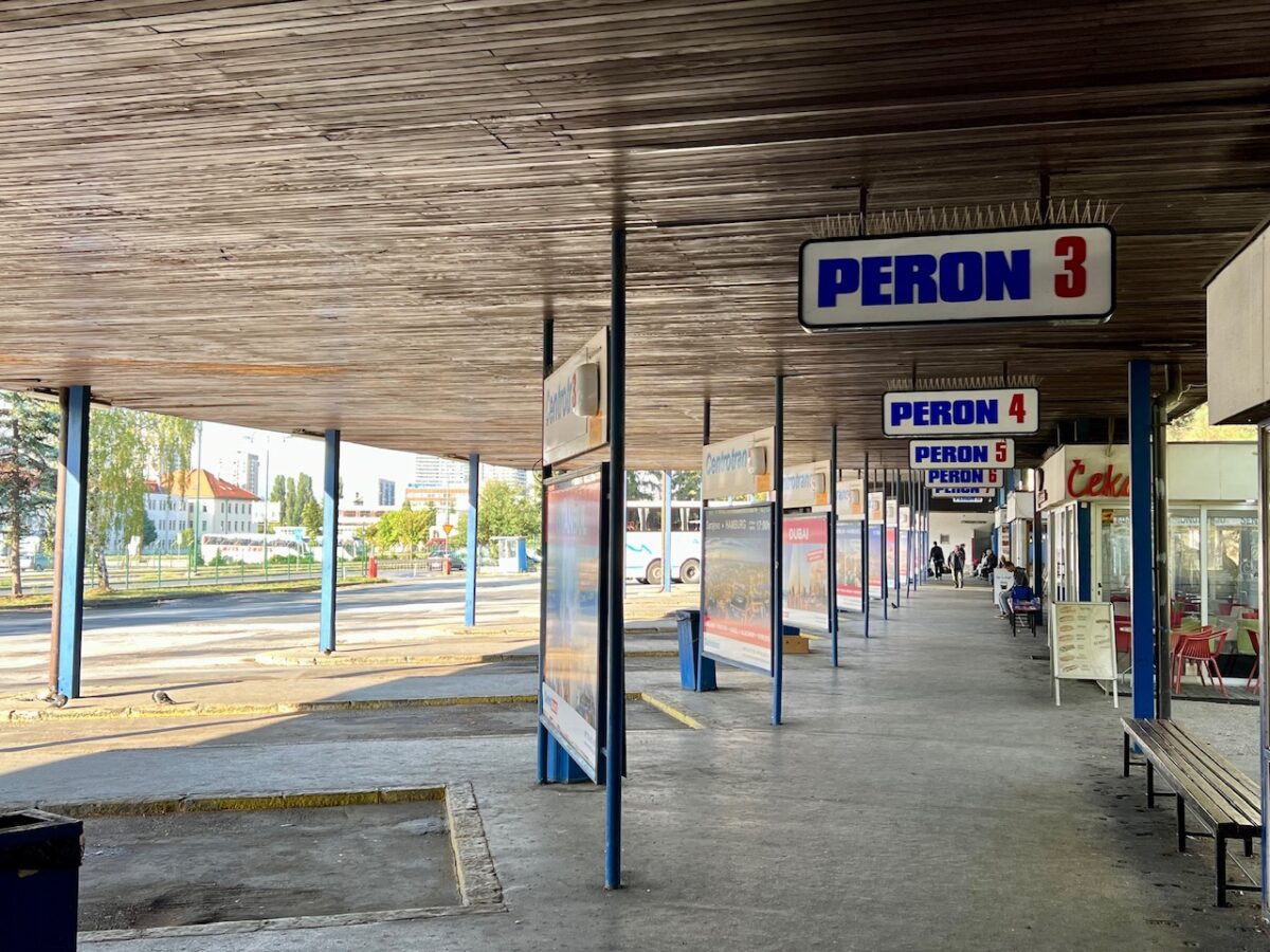 Empty bays at the Sarajevo main bus station