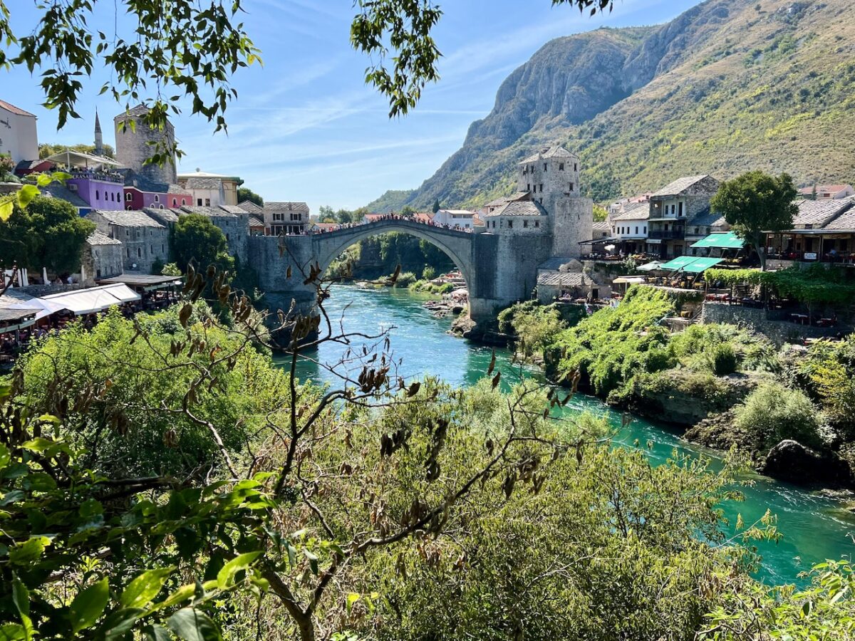 A view of the Old Bridge in Mostar from Urban Taste of Orient restaurant