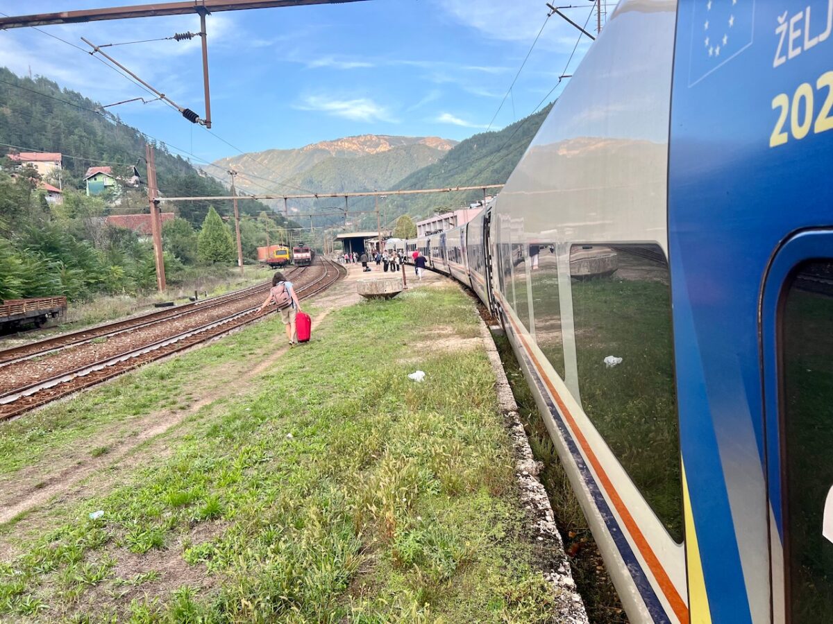 A train stop along the route train route from Mostar to Sarajevo