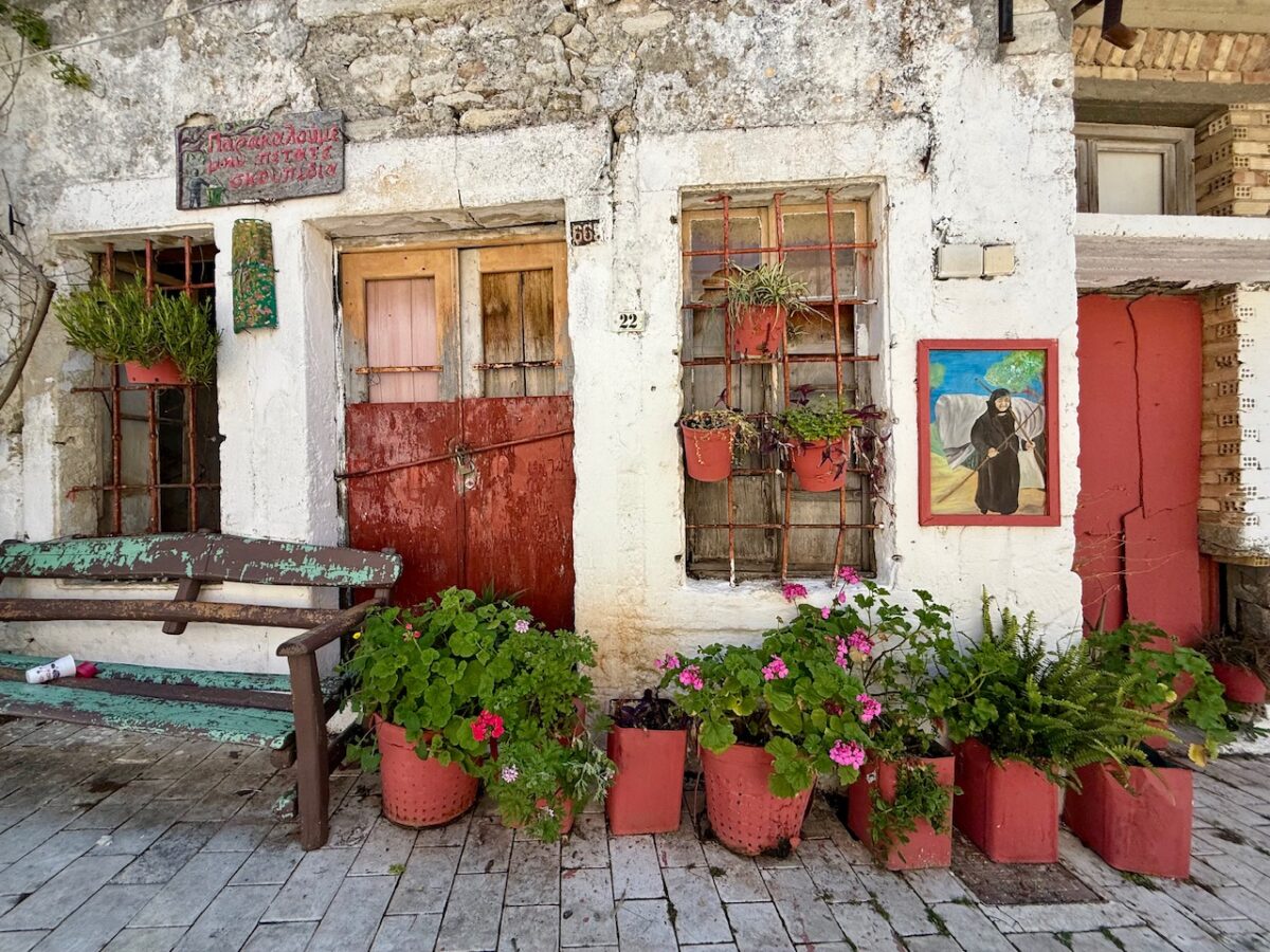 A brightly colored house in Archanes Crete