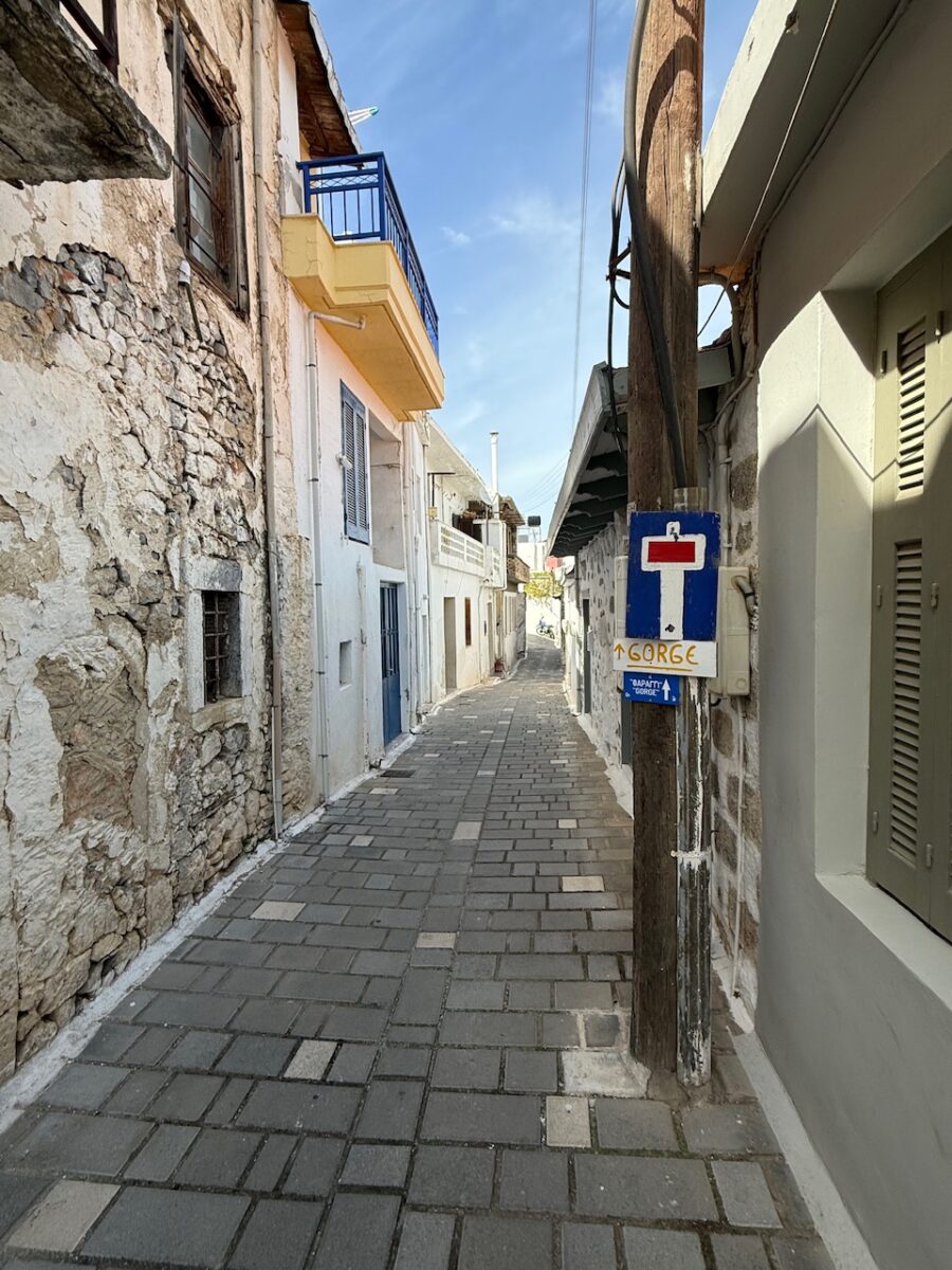 A very narrow street in Kritsa Crete - streets like these are not passable when driving in Crete