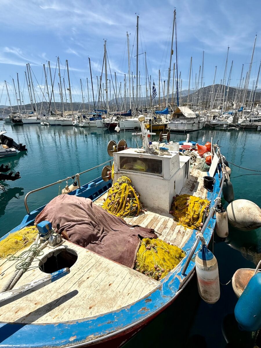 The harbor in Agios Nikolaos Crete with boats