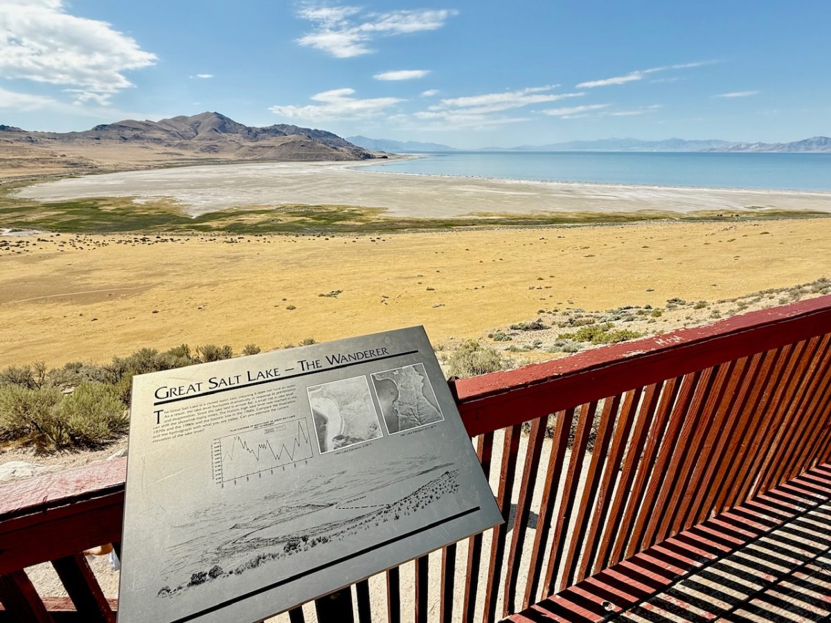Looking out across the southwest arm of the Great Salt Lake from Buffalo Point on Antelope Island