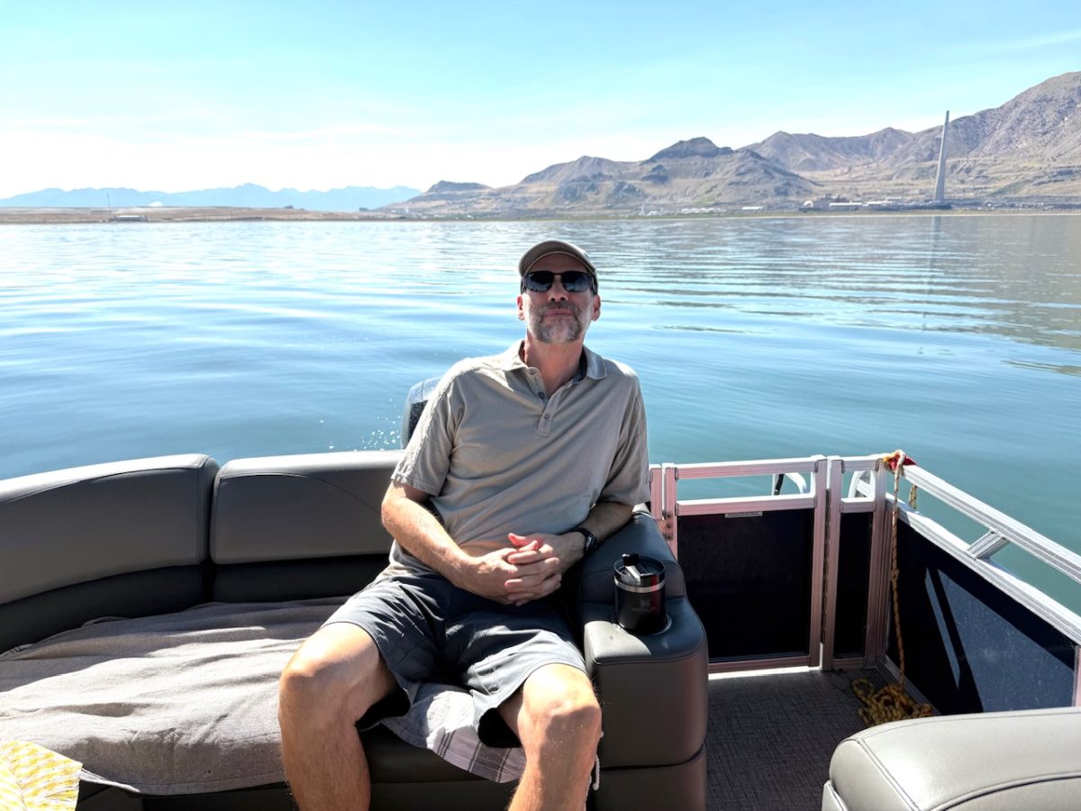 The Thorough Tripper on a tour boat to visit the Great Salt Lake