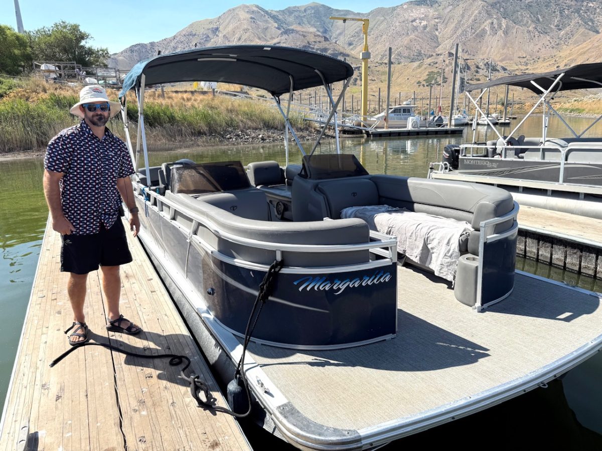 One of the pontoon boats used by Exclusive Excursions to tour the Great Salt Lake