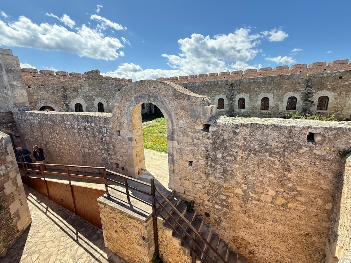Looking inside the main courtyard of the Koules Ottoman Fortress near Chania Crete